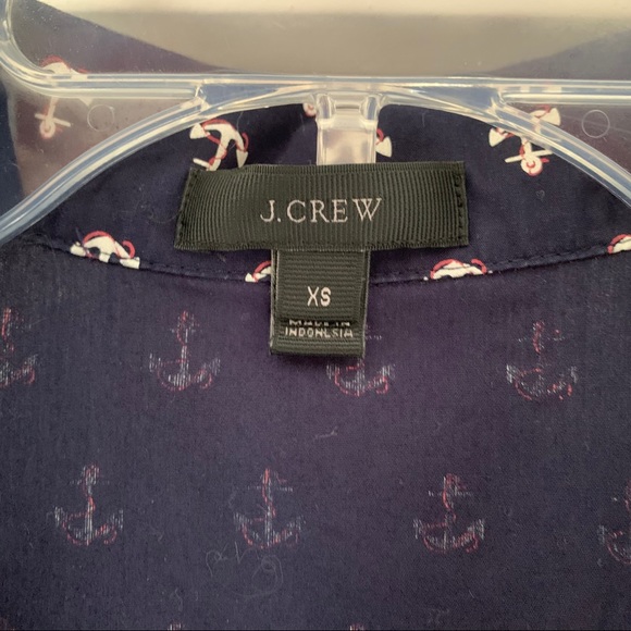 J. Crew Pajamas set shirt and pants, short sleeves, Navy Anchors pattern sz XS - Picture 7 of 15